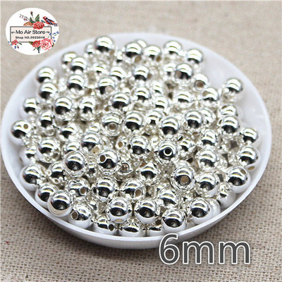 300 buc/lot 6 mm margele rotunde auriu/argintiu margele din rasina ABS Artizanat pentru bijuterii