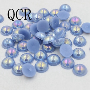 Ασημί γκρι Χρώμα Μέγεθος 8mm 100 τμχ/παρτίδα Craft ABS Flatback Μισόστρογγυλες Πέρλες Λεύκωμα Λεύκωμα Χάντρες για DIY αξεσουάρ κοσμημάτων