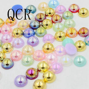 Ασημί γκρι Χρώμα Μέγεθος 8mm 100 τμχ/παρτίδα Craft ABS Flatback Μισόστρογγυλες Πέρλες Λεύκωμα Λεύκωμα Χάντρες για DIY αξεσουάρ κοσμημάτων