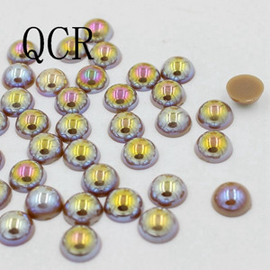 Ασημί γκρι Χρώμα Μέγεθος 8mm 100 τμχ/παρτίδα Craft ABS Flatback Μισόστρογγυλες Πέρλες Λεύκωμα Λεύκωμα Χάντρες για DIY αξεσουάρ κοσμημάτων