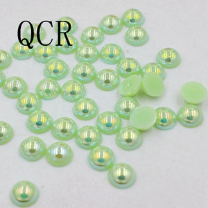 Ασημί γκρι Χρώμα Μέγεθος 8mm 100 τμχ/παρτίδα Craft ABS Flatback Μισόστρογγυλες Πέρλες Λεύκωμα Λεύκωμα Χάντρες για DIY αξεσουάρ κοσμημάτων