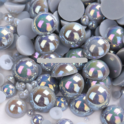 Culoarea Gri argintiu Dimensiune 8mm 100 buc/lot Artizanat ABS Flatback Perle jumătate rotunde margele pentru album de însemnări pentru accesorii de bijuterii DIY