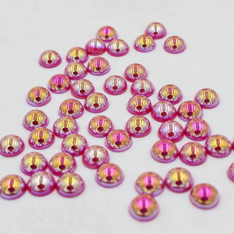 Ασημί γκρι Χρώμα Μέγεθος 8mm 100 τμχ/παρτίδα Craft ABS Flatback Μισόστρογγυλες Πέρλες Λεύκωμα Λεύκωμα Χάντρες για DIY αξεσουάρ κοσμημάτων