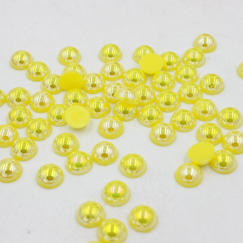 Ασημί γκρι Χρώμα Μέγεθος 8mm 100 τμχ/παρτίδα Craft ABS Flatback Μισόστρογγυλες Πέρλες Λεύκωμα Λεύκωμα Χάντρες για DIY αξεσουάρ κοσμημάτων