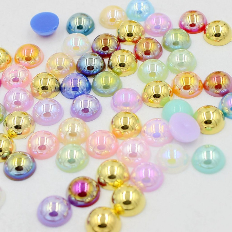 Ασημί γκρι Χρώμα Μέγεθος 8mm 100 τμχ/παρτίδα Craft ABS Flatback Μισόστρογγυλες Πέρλες Λεύκωμα Λεύκωμα Χάντρες για DIY αξεσουάρ κοσμημάτων