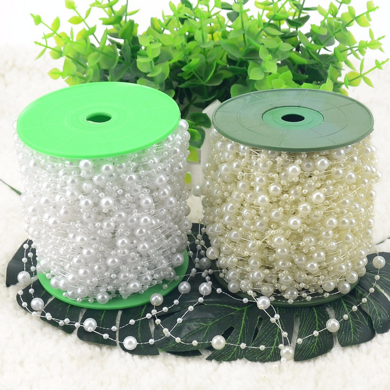 5M/partii kuld/valge/hõbedane õngenöör Kunstpärlid helmed kett Garland Lilled pulmadeks pruudikimbu lillekaunistus