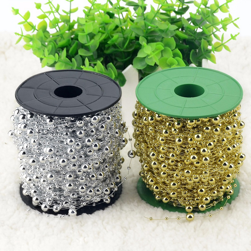 5M/partii kuld/valge/hõbedane õngenöör Kunstpärlid helmed kett Garland Lilled pulmadeks pruudikimbu lillekaunistus