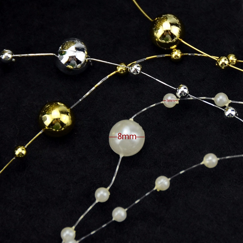 5M/partii kuld/valge/hõbedane õngenöör Kunstpärlid helmed kett Garland Lilled pulmadeks pruudikimbu lillekaunistus