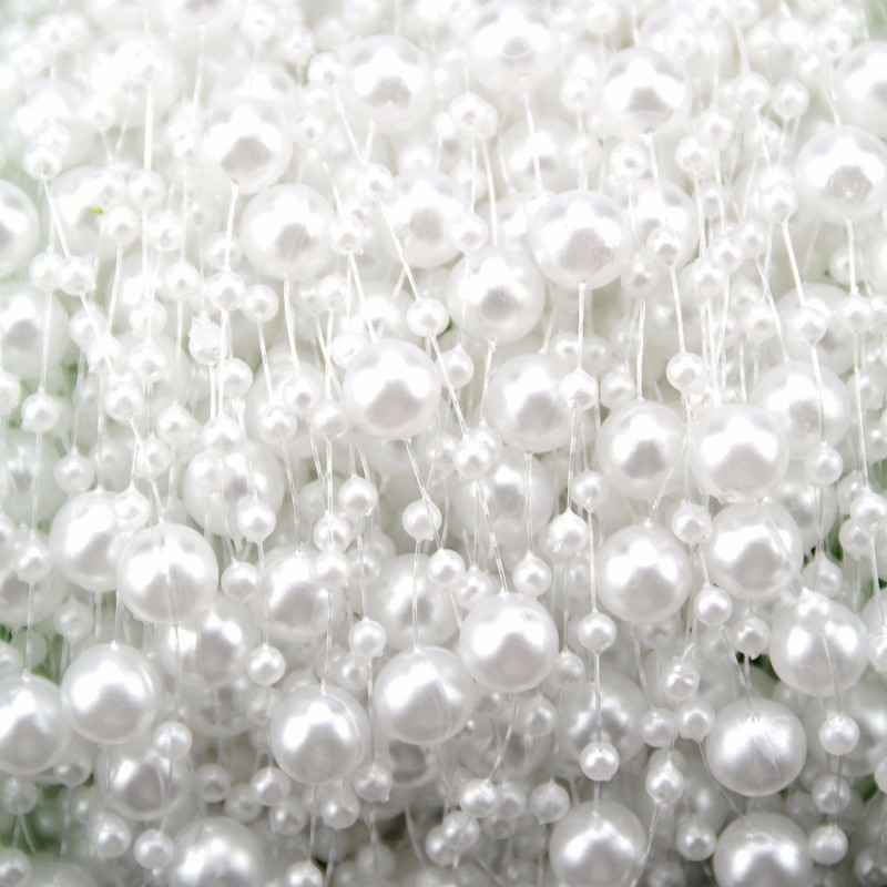 5M/partii kuld/valge/hõbedane õngenöör Kunstpärlid helmed kett Garland Lilled pulmadeks pruudikimbu lillekaunistus