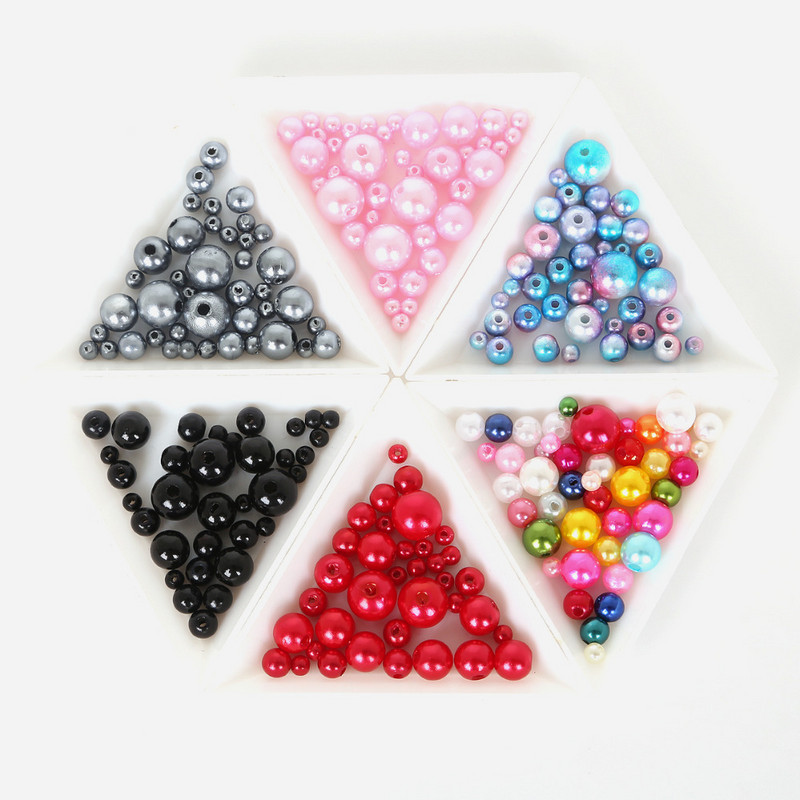 350gab 4mm-10mm jauktas krāsas ABS imitācijas apģērba krelles pērļu ABS brīvas apaļas krelles amatniecība modes rotaslietu izgatavošanai