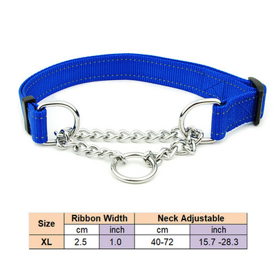 Martingalo šunų antkaklis su suvirintų grandinių grandine Nailono slydimo antkaklis šunų dresūros priedai Reguliuojamas antkaklis dideliam šuniui