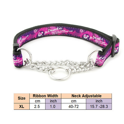 Martingalo šunų antkaklis su suvirintų grandinių grandine Nailono slydimo antkaklis šunų dresūros priedai Reguliuojamas antkaklis dideliam šuniui