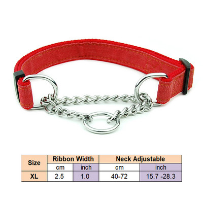 Martingalo šunų antkaklis su suvirintų grandinių grandine Nailono slydimo antkaklis šunų dresūros priedai Reguliuojamas antkaklis dideliam šuniui