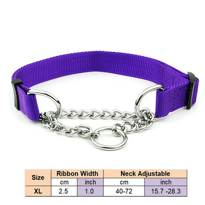 Martingalo šunų antkaklis su suvirintų grandinių grandine Nailono slydimo antkaklis šunų dresūros priedai Reguliuojamas antkaklis dideliam šuniui