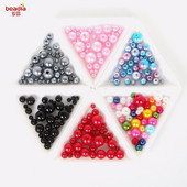 Jaunums 4/6/8/10 mm nejaušs MIX izmērs gludas apaļas krelles šūšana apģērbu aksesuāri izrotājumi deju kleita dekorēšana