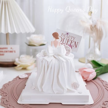 Нова задна пола с меко лепило Lady Happy Mothers Day Cake Topper Girl Birthday Cake Decoration Парти консумативи Инструменти за декориране на торти