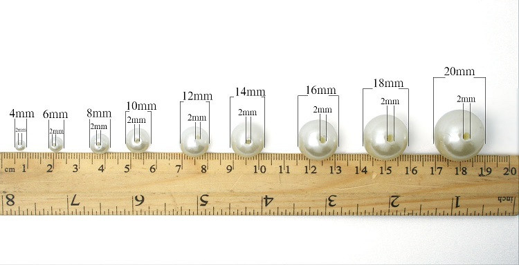 4-20 mm pērļu kabošona apaļa balta ziloņkaula pērļu imitācija, ABS krelles, rotaslietas