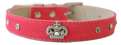 Modes Rhinestone apkakles zamšādas ādas suņu apkakles dizaina kroņa aksesuāru kaklasiksnas maziem suņiem Mājdzīvnieku suņu piederumi