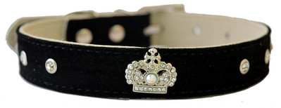 Modes Rhinestone apkakles zamšādas ādas suņu apkakles dizaina kroņa aksesuāru kaklasiksnas maziem suņiem Mājdzīvnieku suņu piederumi