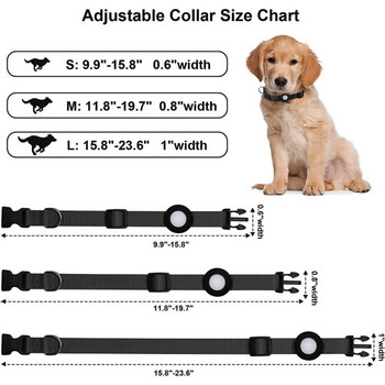 Dog Airtag Collar Nylon Pet Cat Dog Anti-Lost Collar Solid Adjustable Collar Puppy Necklace Collar with Bells for Apple Air Tag