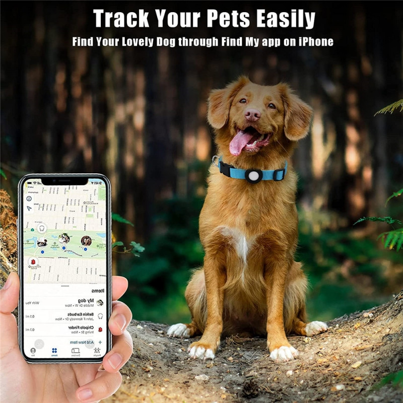 Suns Airtag kaklasiksna Neilona Pet Cat Dog Pret Lost Kaklasiksna Cieta regulējama Apkakle Kucēns Kaklarota Apkakle ar zvaniņiem Apple Air Tag
