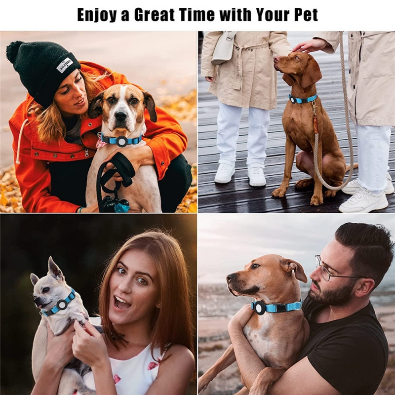 Suns Airtag kaklasiksna Neilona Pet Cat Dog Pret Lost Kaklasiksna Cieta regulējama Apkakle Kucēns Kaklarota Apkakle ar zvaniņiem Apple Air Tag