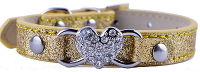 Modes mirdzoši ādas suņu apkakles siksna Bling mazi mājdzīvnieku izstrādājumi suņiem Rhinestone kucēnu suņu aksesuāri Regulējami SARKANĀ ROZĀ