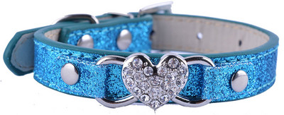 Modes mirdzoši ādas suņu apkakles siksna Bling mazi mājdzīvnieku izstrādājumi suņiem Rhinestone kucēnu suņu aksesuāri Regulējami SARKANĀ ROZĀ