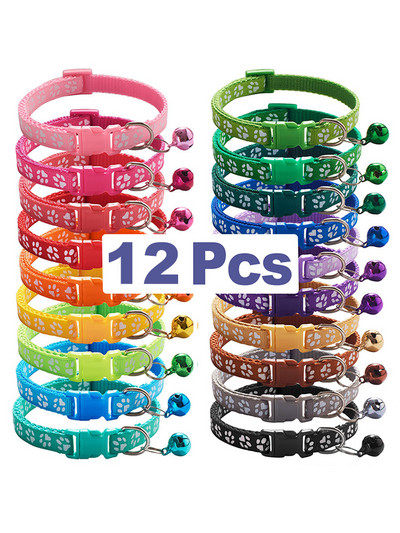 12 gab. vairumtirdzniecība ar zvana kakla siksnām Smalkas drošības gadījuma neilona suņa kakla siksna Modes regulējama mājdzīvnieka kaķa kucēna kaklasiksna