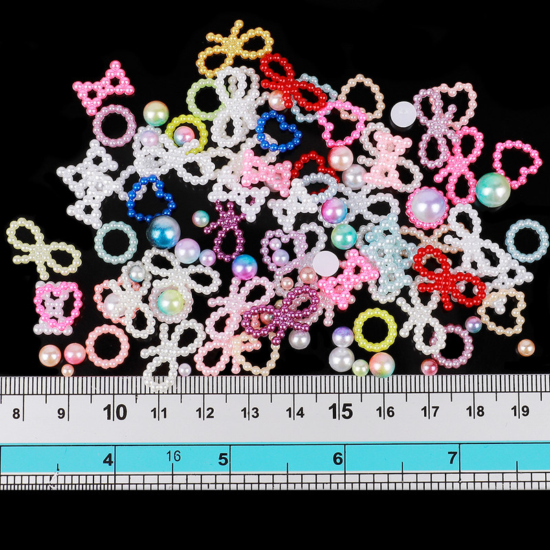 20 g izlases veidā sajaukta pusapaļa pērle, doba, plakana pērļu skatuves grima nagu mākslas dekorēšana, DIY Crafts T0824