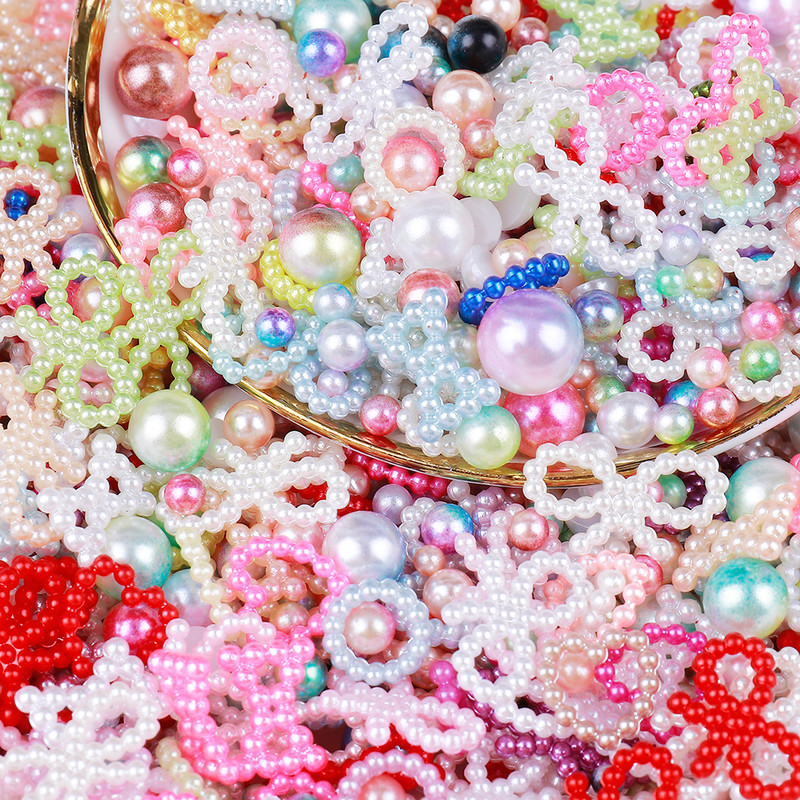 20 g izlases veidā sajaukta pusapaļa pērle, doba, plakana pērļu skatuves grima nagu mākslas dekorēšana, DIY Crafts T0824