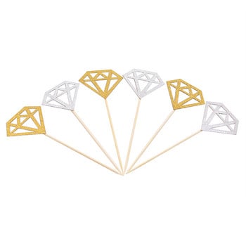 10/20/30 τεμ. Ασημένιο χρυσό γκλίτερ σε σχήμα διαμαντιού Cupcake toppers για πάρτι γενεθλίων γάμου Επιδόρπιο Baking Flags Decor Supplies 8z