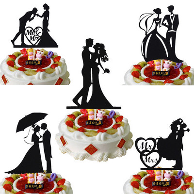 Хартиена торта Topper Love Heart Mr Mrs Wedding Decoration Bride Groom Marage Engagement Anniversary Party Cupcake Baking Decor DIY