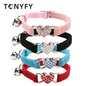 Kaķa apkakles krāsainie dimanti sirds rotājumi ar zvana kucēnu apkakli, regulējamu mīkstu, flokētu ērtu kakla siksnu mājdzīvnieku piederumi