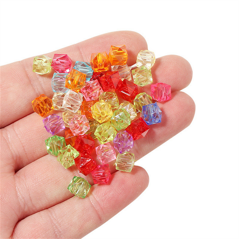 100gab/iepakojumā akrila caurspīdīgs taisns caurums krāsa daudzšķautņaina dimanta krelles krelles diy roku stīgu aksesuāri vairumtirdzniecība