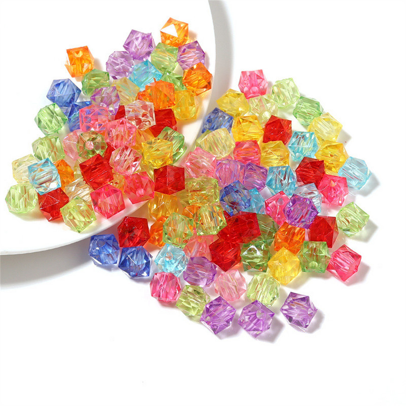 100gab/iepakojumā akrila caurspīdīgs taisns caurums krāsa daudzšķautņaina dimanta krelles krelles diy roku stīgu aksesuāri vairumtirdzniecība