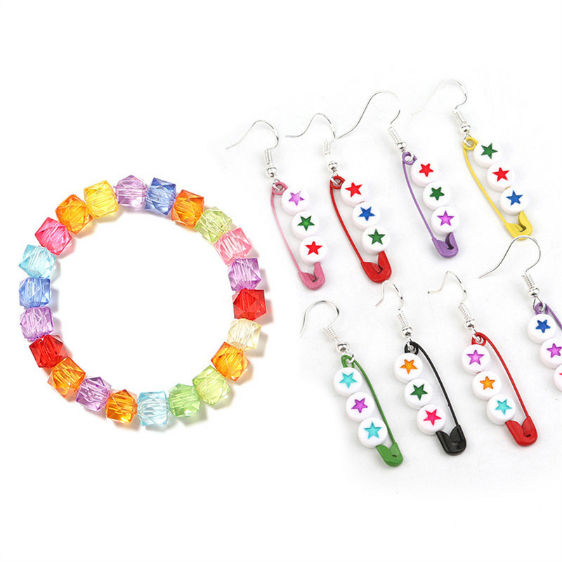 100gab/iepakojumā akrila caurspīdīgs taisns caurums krāsa daudzšķautņaina dimanta krelles krelles diy roku stīgu aksesuāri vairumtirdzniecība