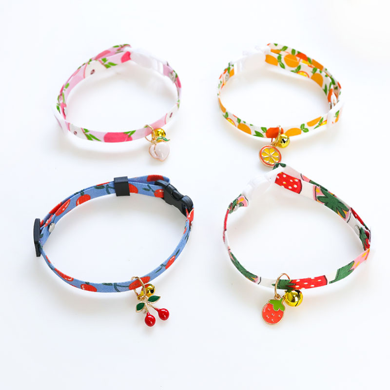 Vasaras augļu sērijas kaķu suņu kakla siksna Regulējama, jauka mājdzīvnieka kakla siksna, drošības sprādze kaķēnu kucēnu trīsdimensiju kulonu kaklasiksnas