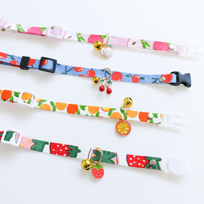 Vasaras augļu sērijas kaķu suņu kakla siksna Regulējama, jauka mājdzīvnieka kakla siksna, drošības sprādze kaķēnu kucēnu trīsdimensiju kulonu kaklasiksnas