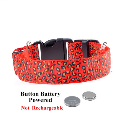 Leopard LED suņu kakla siksna Gaismas regulējama kvēlojoša kakla siksna suņiem Mājdzīvnieku nakts drošība Neilona kakla siksna Gaismas LED spilgta USB kaklasiksna