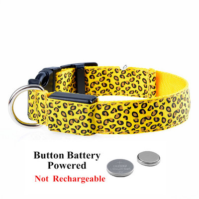 Leopard LED suņu kakla siksna Gaismas regulējama kvēlojoša kakla siksna suņiem Mājdzīvnieku nakts drošība Neilona kakla siksna Gaismas LED spilgta USB kaklasiksna