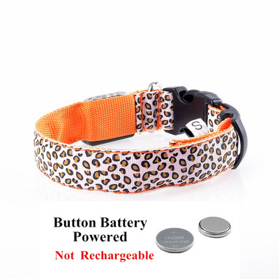 Leopard LED suņu kakla siksna Gaismas regulējama kvēlojoša kakla siksna suņiem Mājdzīvnieku nakts drošība Neilona kakla siksna Gaismas LED spilgta USB kaklasiksna