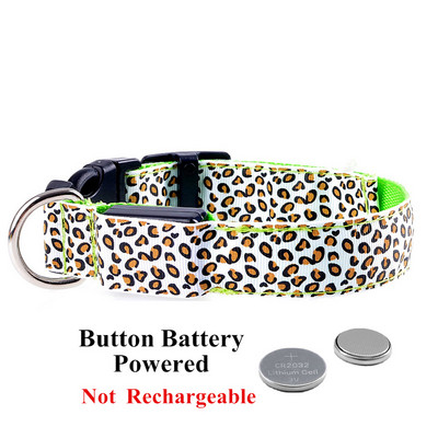 Leopard LED suņu kakla siksna Gaismas regulējama kvēlojoša kakla siksna suņiem Mājdzīvnieku nakts drošība Neilona kakla siksna Gaismas LED spilgta USB kaklasiksna