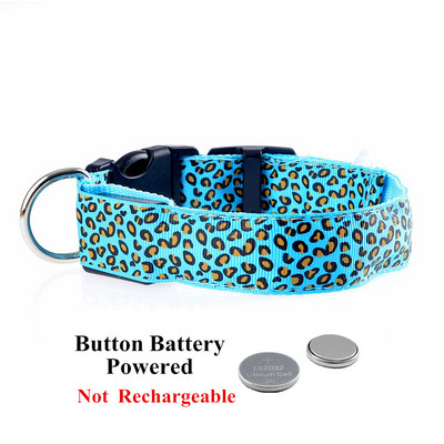 Leopard LED suņu kakla siksna Gaismas regulējama kvēlojoša kakla siksna suņiem Mājdzīvnieku nakts drošība Neilona kakla siksna Gaismas LED spilgta USB kaklasiksna