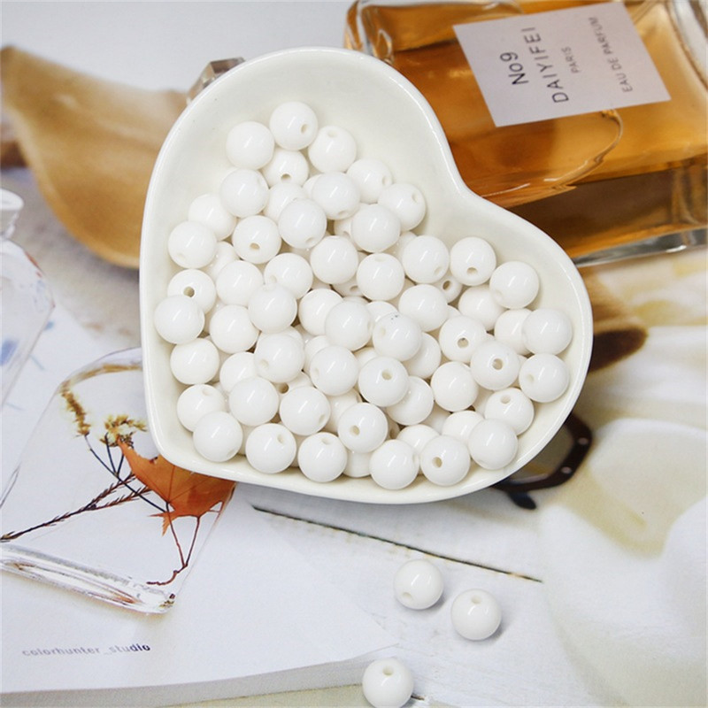 Akrila vienkrāsainas apaļas krelles ABS pērļu imitācijas brīvas krelles pašdarināts roku darbs auskari rokassprādzes rotaslietas aksesuāri materiāls