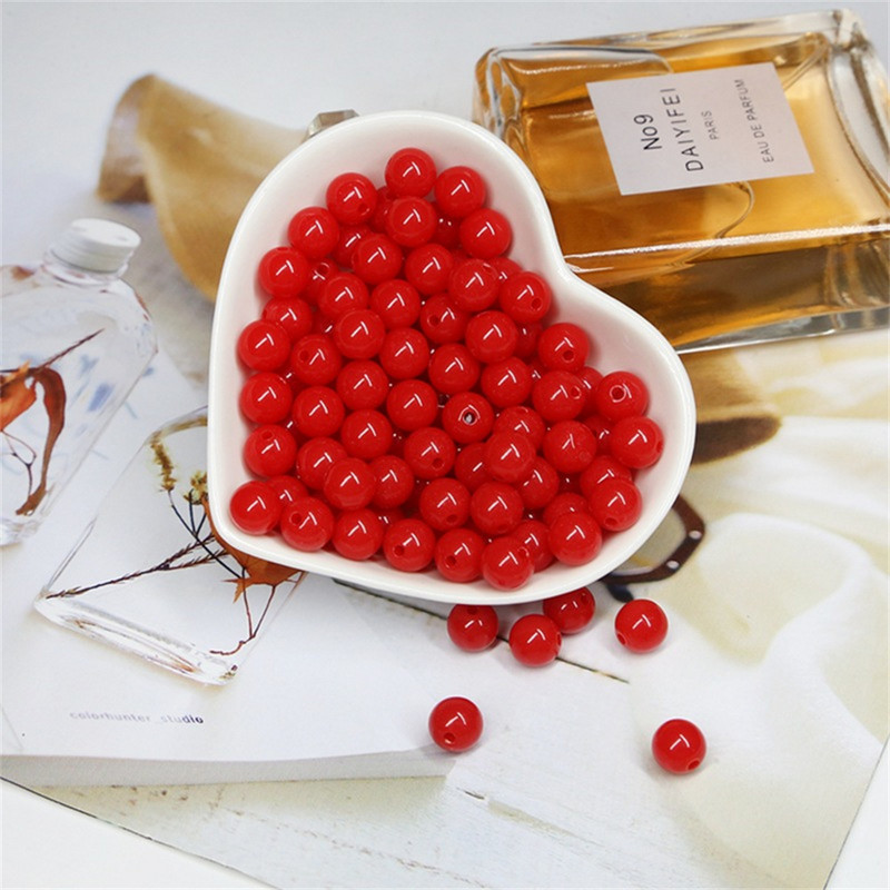 Akrila vienkrāsainas apaļas krelles ABS pērļu imitācijas brīvas krelles pašdarināts roku darbs auskari rokassprādzes rotaslietas aksesuāri materiāls