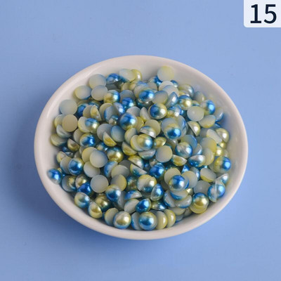 Mermaid renk yarım yuvarlak inci 3-12mm Flatback ABS plastikāta boncuk DIY dekoratif aksesuarları