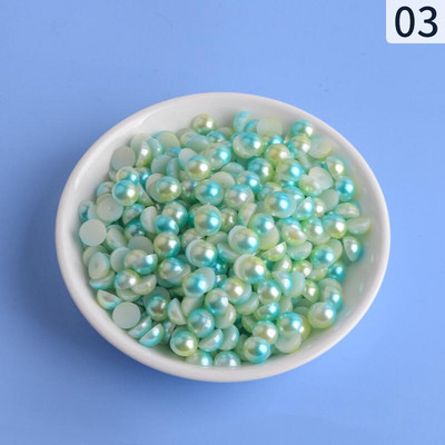Mermaid renk yarım yuvarlak inci 3-12mm Flatback ABS plastikāta boncuk DIY dekoratif aksesuarları