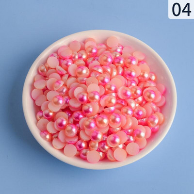Mermaid renk yarım yuvarlak inci 3-12mm Flatback ABS plastikāta boncuk DIY dekoratif aksesuarları