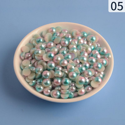 Mermaid renk yarım yuvarlak inci 3-12mm Flatback ABS plastikāta boncuk DIY dekoratif aksesuarları
